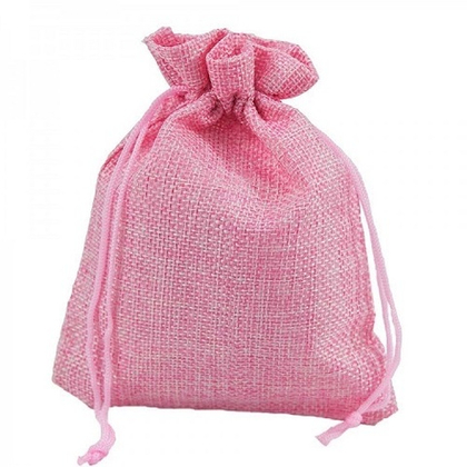Мешочек подарочный из льна искусственного розовый, 14*20 см