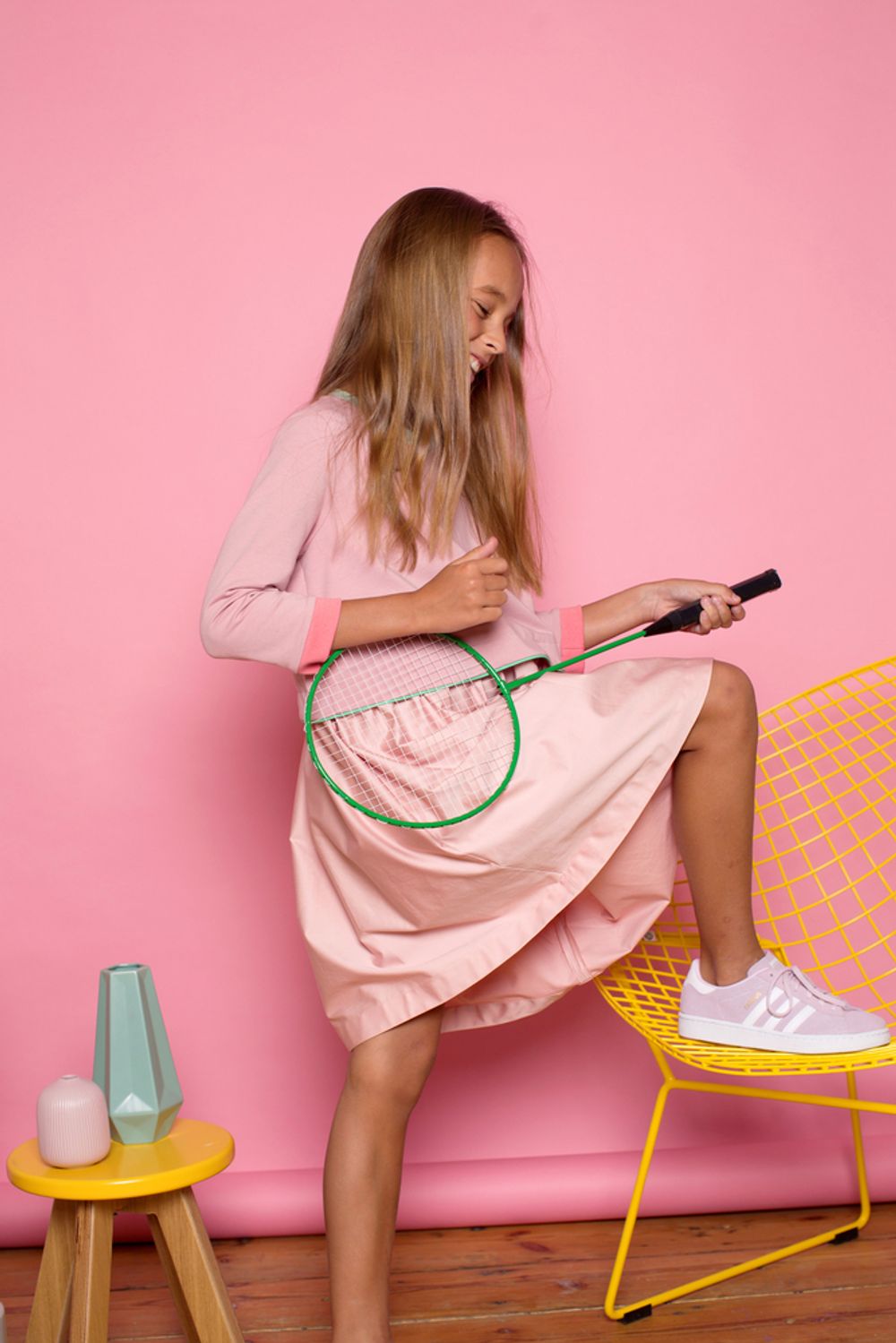 Платье с кантом РОЗА/МЯТА