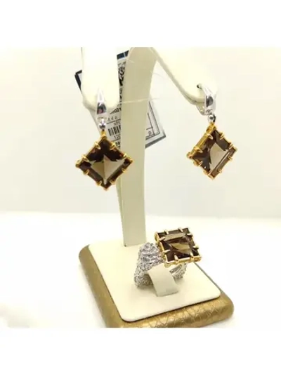 Комплект украшений кольцо серьги с раухтопазом