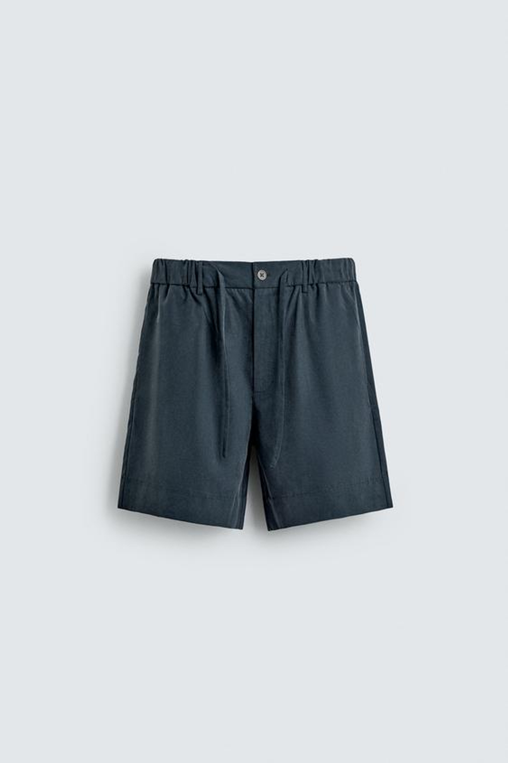 ZARA ШОРТЫ RELAXED FIT С ЭФФЕКТОМ ПОТЕРТОСТИ, ЛИНЯЛЫЙ НЕФТЯНОЙ