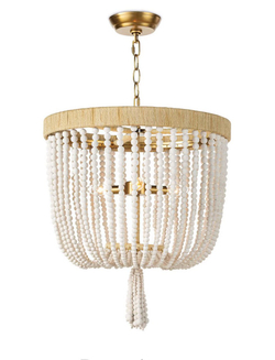 Люстра в современном стиле из белых деревянных бусин