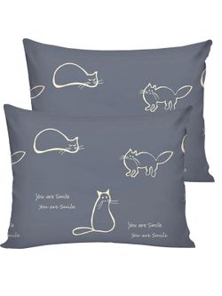 Постельное белье Полисатин Мечта "Котики на сером" 2-спальное Наволочка 50х70 см 2 шт Простынь на резинке 160x200 см Пододеяльник 175x215 см