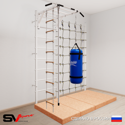 Шведская стенка Sv Sport 53460 (Турник рукоход/Канат/Лестница/Цепь/Мешок 22кг/Мат 2м/Канатный лаз)