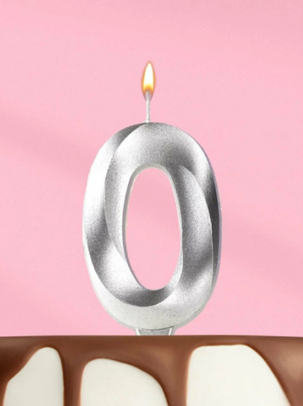 Свеча-цифра 0 грань, серебро