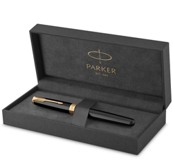Ручка-роллер Parker Sonnet Black Lacquer GT, стержень: F, цвет чернил: black, в подарочной упаковке
