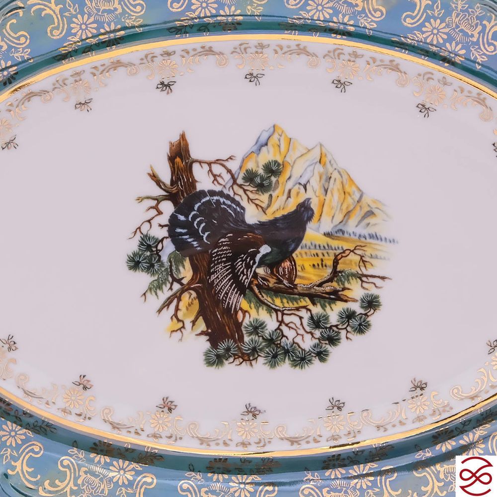 Блюдо овальное Repast Охота зеленая Мария-тереза 33 см