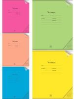 Тетрадь А5 12л. Клетка Неон цветн.пласт.обложка ассорти 5 цветов (Проф-Пресс)