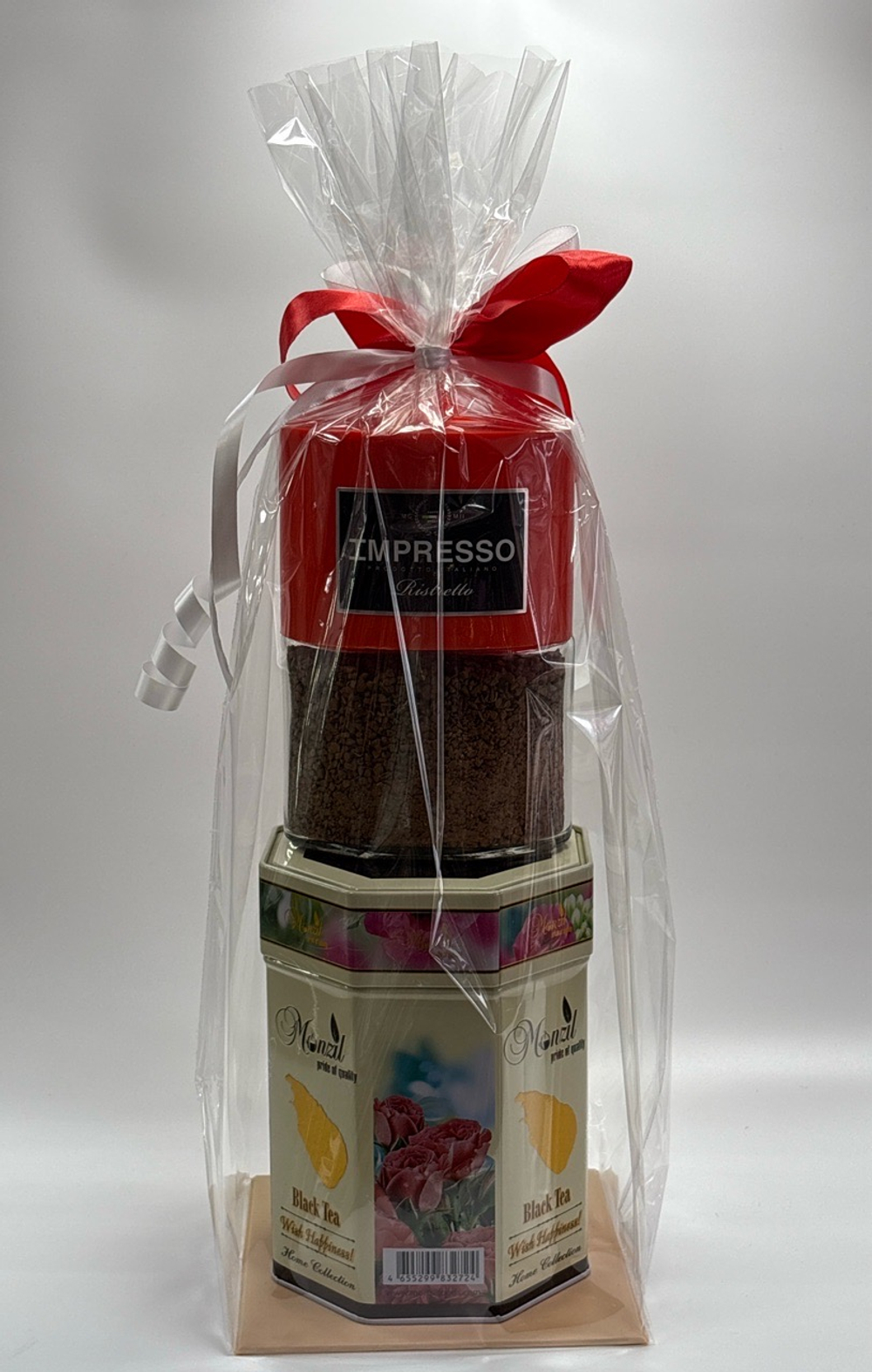 Подарочный набор 291025 арт! чай монзил 200гр\кофе импрессо 100гр\открытка с шоколадом самой прекрасной.