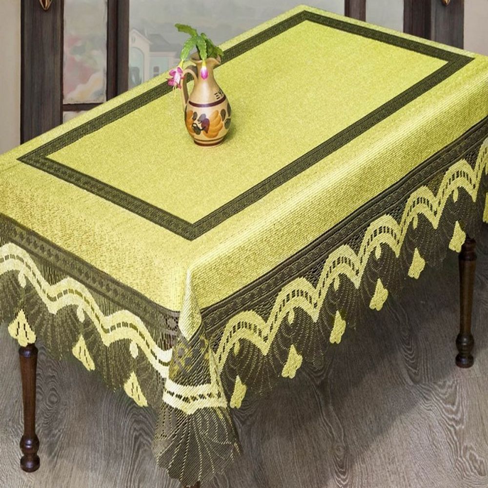 Скатерть жаккардовая прямоугольная, цвет лимон-кофе, Польша.