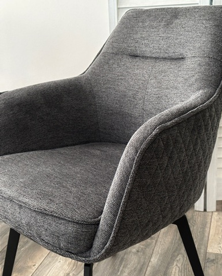 Стул М-City DISAUR Ренли (Renly) поворотный на 180 градусов, Brego-16 темно-серый, ткань, Черный