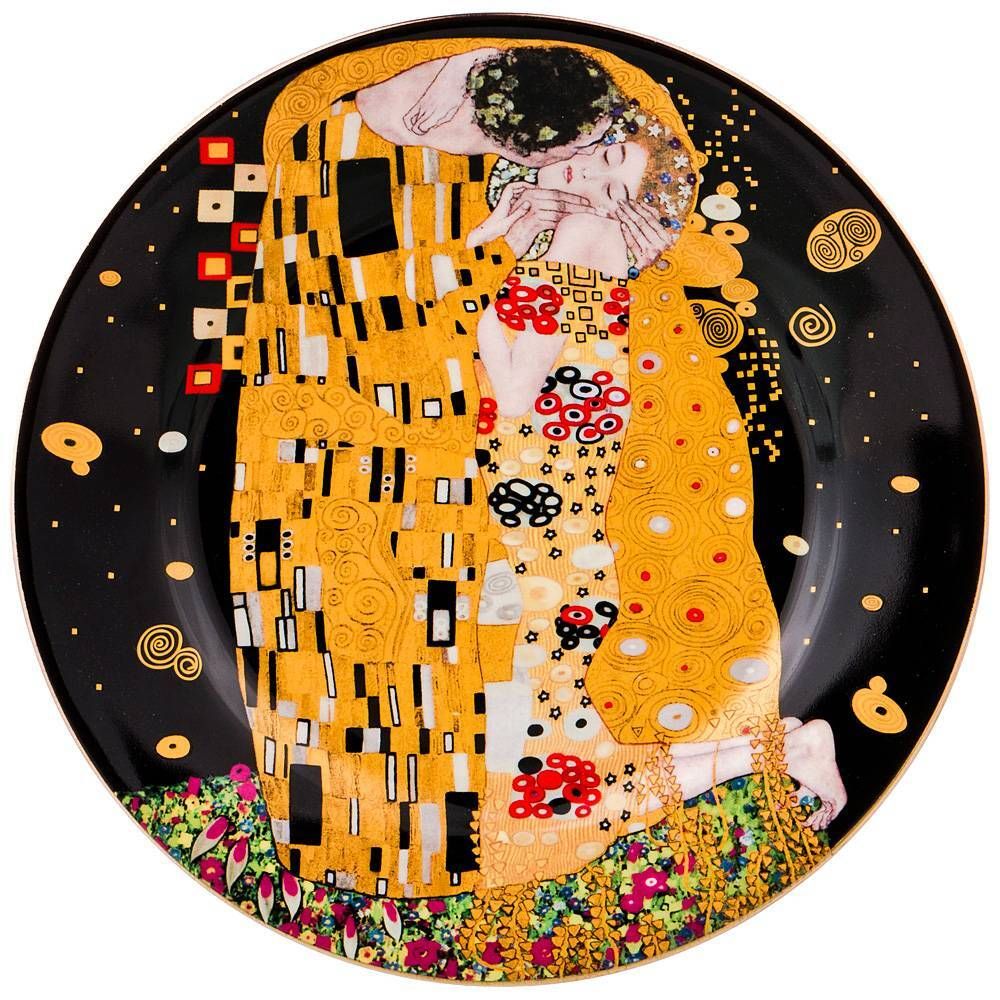 ТАРЕЛКА ДЕСЕРТНАЯ "ПОЦЕЛУЙ" (Г. КЛИМТ) 19 СМ ЧЕРНЫЙ (КОР=48ШТ.)