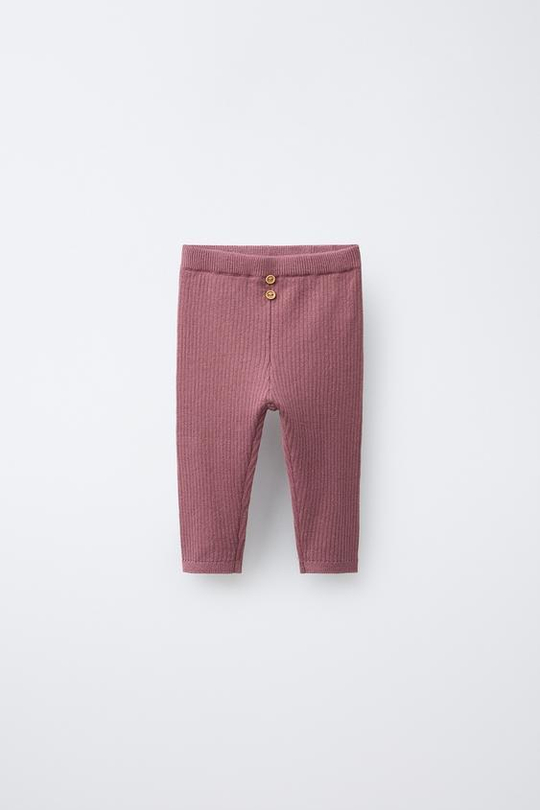 ZARA ЛЕГИНСЫ В РУБЧИК С ПУГОВИЦАМИ, РОЗОВЫЙ