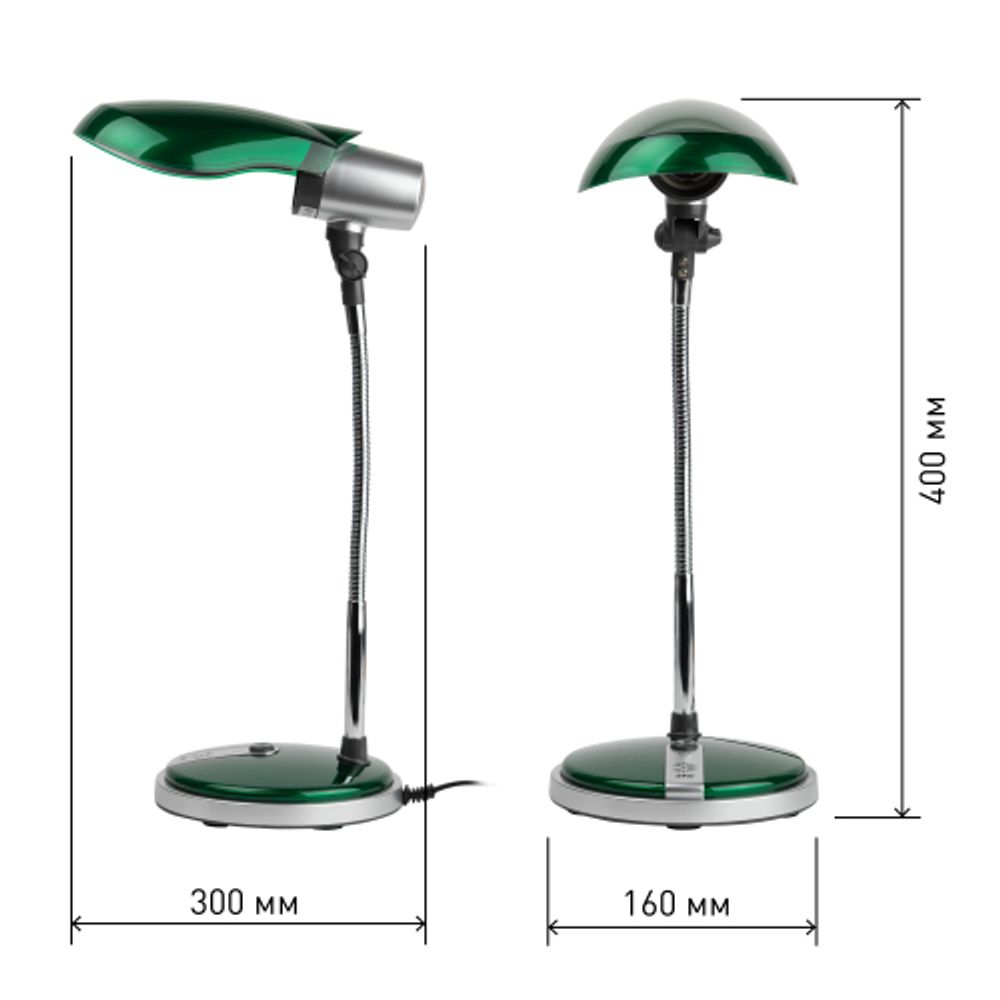 Настольный светильник ЭРА NE-301-E27-15W-GR зеленый | Настольные светильники под лампу