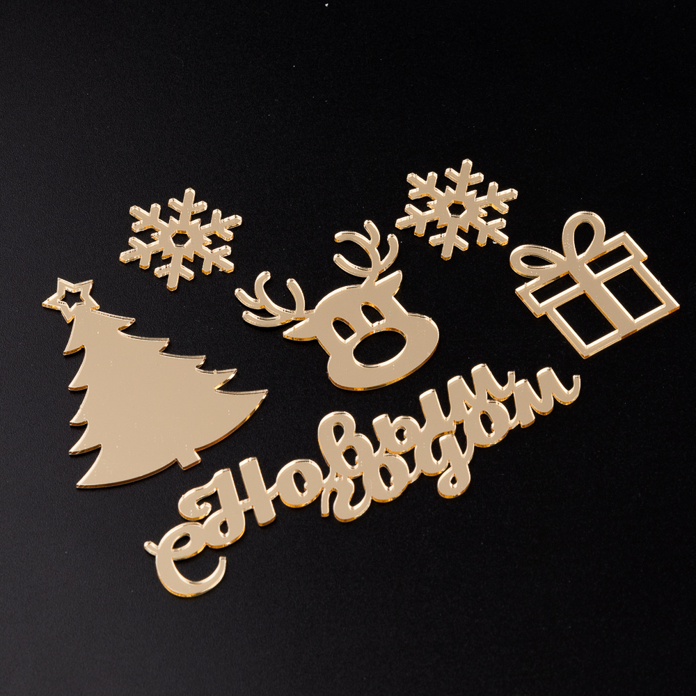 Топпер без шпажки "Набор новогодний", золотой 6 шт