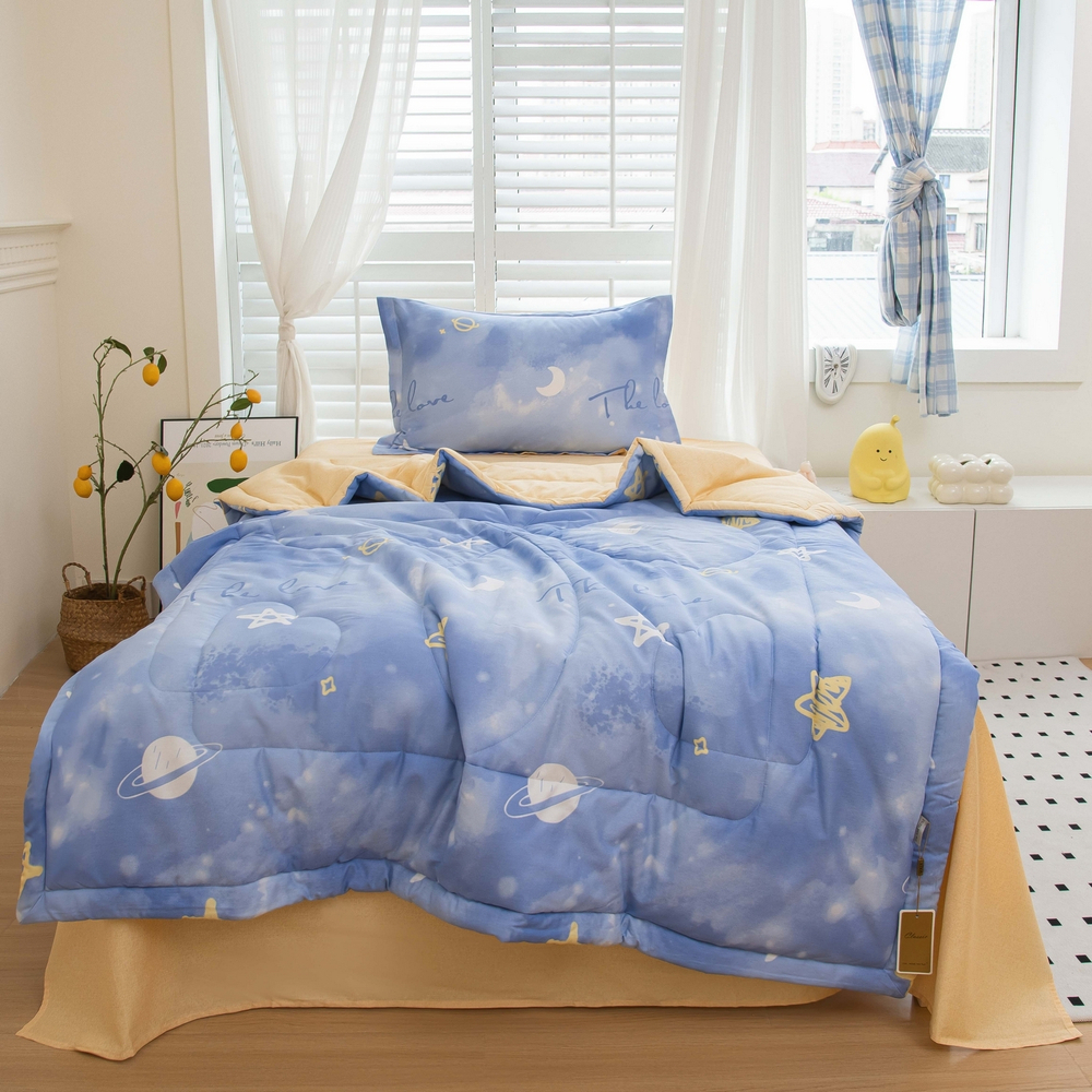 Комплект постельного белья Сатин с Одеялом Young 100% хлопок на резинке OBKR028