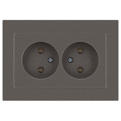 Розетка Intro Accent 6-204-09 двойная 2х2P 16А-250В IP20 СУ AL/CU титан