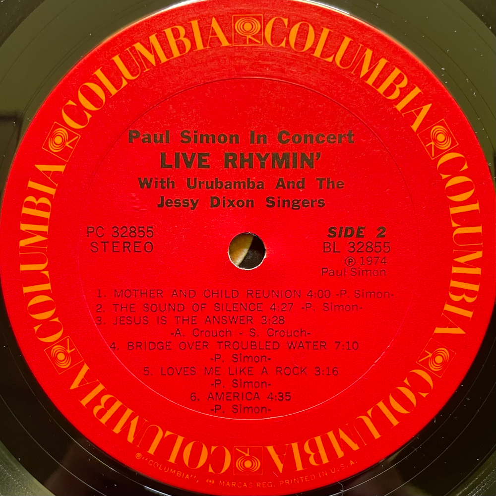 Paul Simon With Urubamba And The Jessy Dixon Singers ‎– Paul Simon In Concert Live Rhymin (США 1974г.)