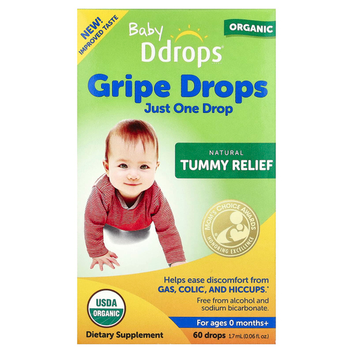 Ddrops, Baby, органические леденцы от укропа, для детей от 0 месяцев, 1,7 мл (0,06 жидк. унции)