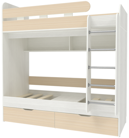 Двухъярусная кровать КарИВи Юниор 5 80x160 Белое Дерево  Дуб Молочный