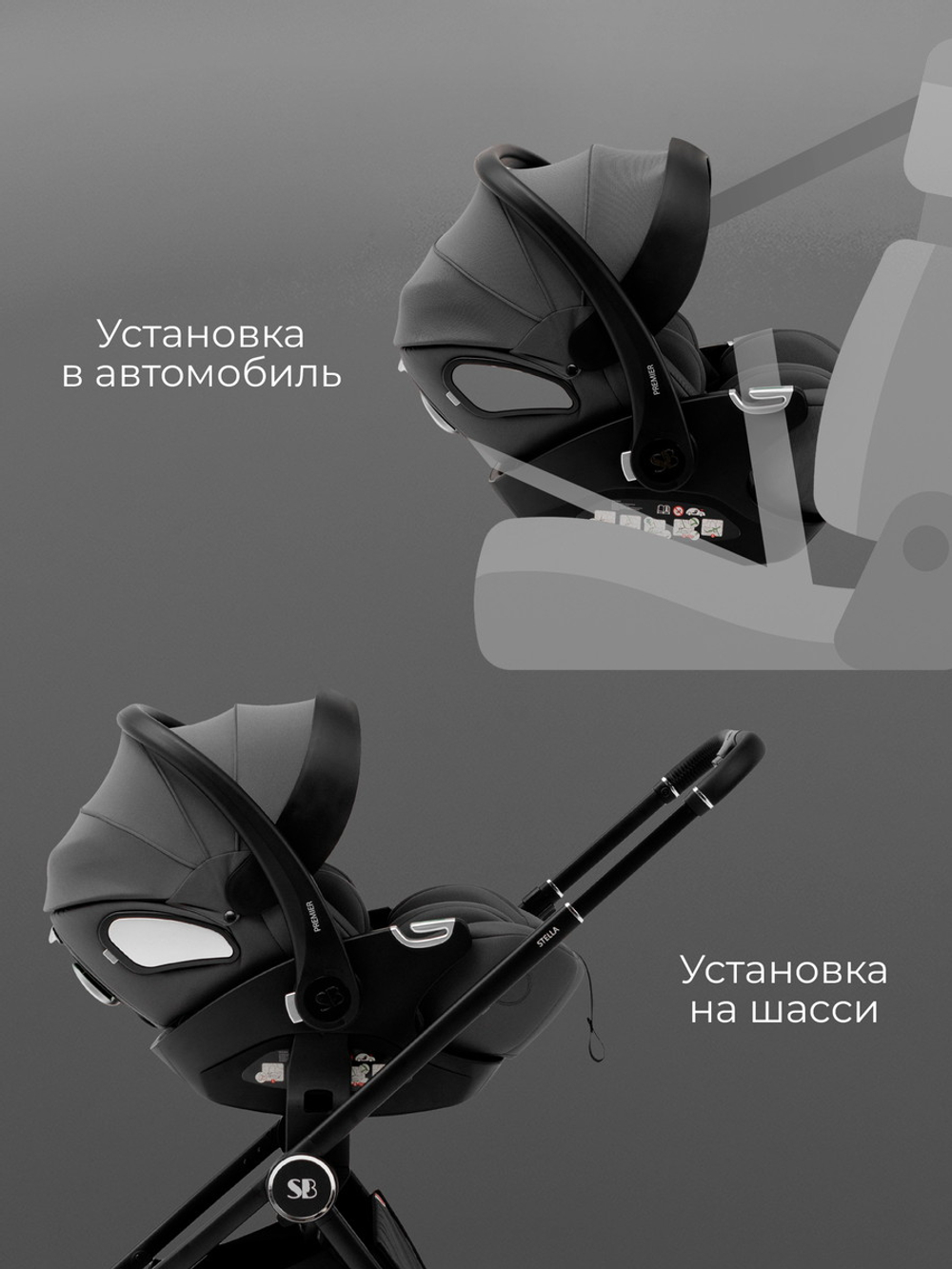 Коляска 3 в 1 Sweet Baby SBL Elegante Pro + автокресло Premier Grey Forest Green