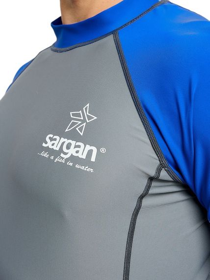 Футболка рашгард лонгслив Sargan Агидель UPF 50+ мужская серо-синяя роял-черный