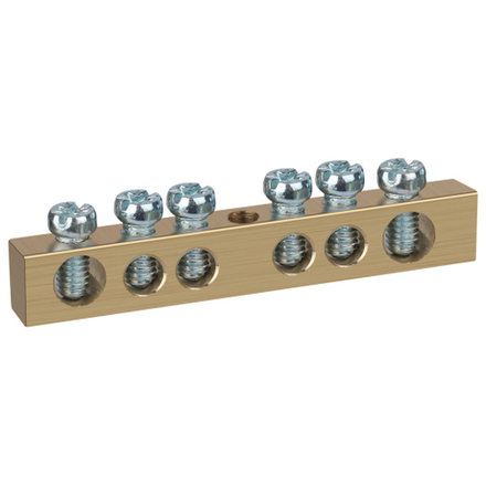 Шина ЭРА NO-122-13 PEN земля-ноль 6х9мм 6/1 латунная с креплениями по центру