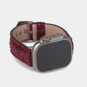 Ремешок для Apple Watch Ultra 49mm из кожи питона, цвета малины