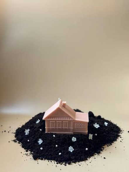 Свеча Деревенский домик в цвете охра