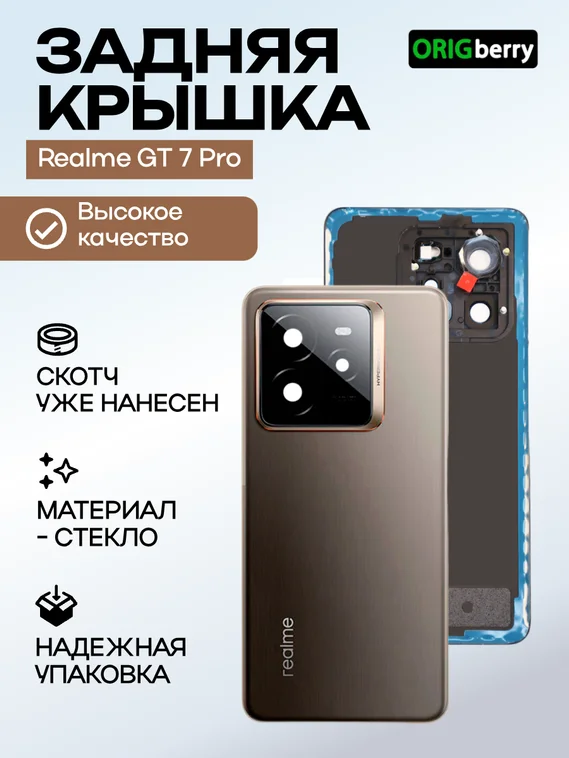 Задняя крышка для Realme GT 7 Pro серая (Titanium) со стеклом камеры