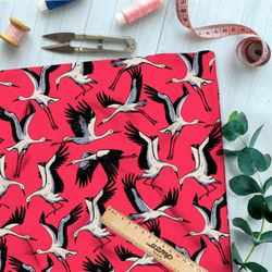 Ткань премиум флис стая журавлей