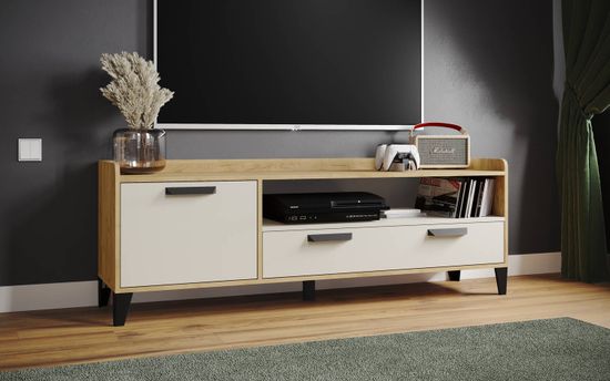 Тумба-ТВ ПАРУС-8 дуб крафт золотой / кашемир