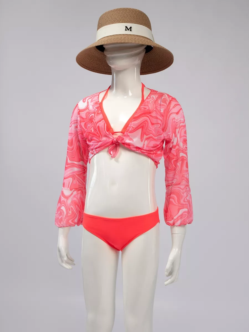 купальник раздельный 3 в 1 кроп топ парео и трусики