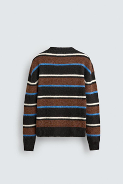 ZARA X CHAMPION СВИТЕР В ПОЛОСКУ С НАШИВКАМИ, ШОКОЛАДНЫЙ