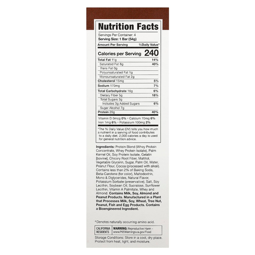 MusclePharm, Протеиновый батончик Combat Ready ™, шоколадный батончик с арахисовым маслом, 4 батончика, 54 г (1,9 унции)