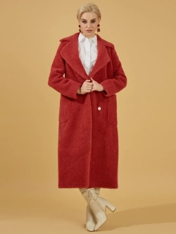 Шуба чебурашка пальто тедди из шерсти, красная, SilverFox