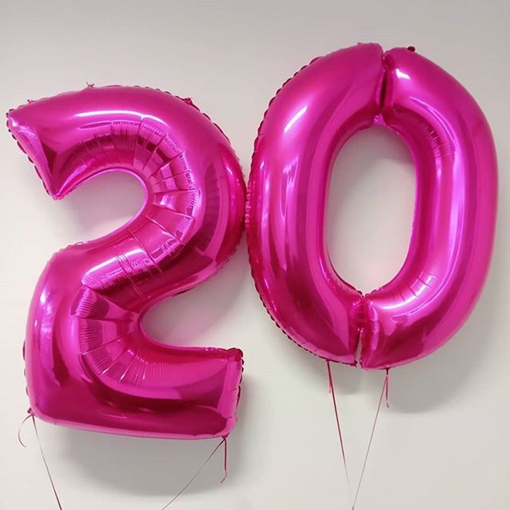 Шар (40"/102 см) Цифра, 0, Фуше, в упаковке
