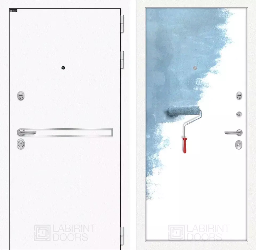 Дверь входная Лабиринт Лайн WHITE 28 Грунт под покраску металлическая