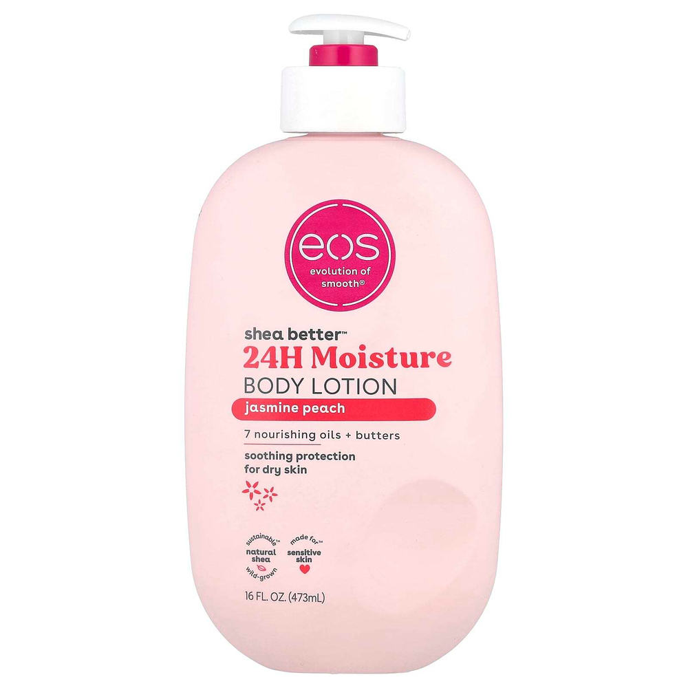 EOS, Shea Better ™, увлажнение на 24 часа, лосьон для тела, с жасмином и персиком, 473 мл (16 жидк. Унций)