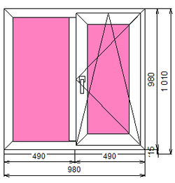 Пластиковое окно 980 х 980 ТермА Эко