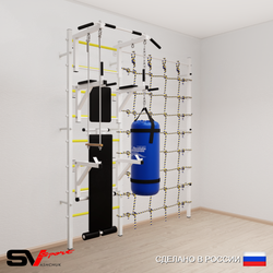 Шведская стенка Sv Sport 59330 (Турник стандарт/Брусья/Стойка/Скамья/Трапеция/Цепь/Мешок 30кг/Канатный лаз)
