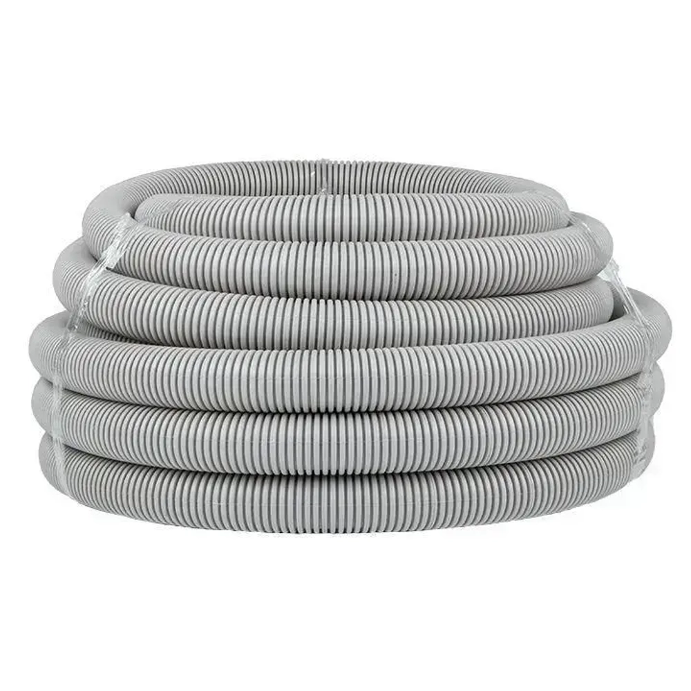 Труба гибкая гофрированная ПВХ 16мм с протяжкой лёгкая (25м) серый