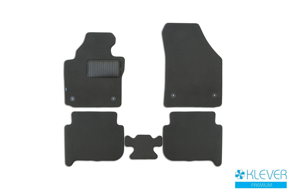 Коврики в салон для VOLKSWAGEN Touran АКПП 2006-2010, 2010-2015, минивэн, 5 шт. (текстиль) KLEVER03511022110KH