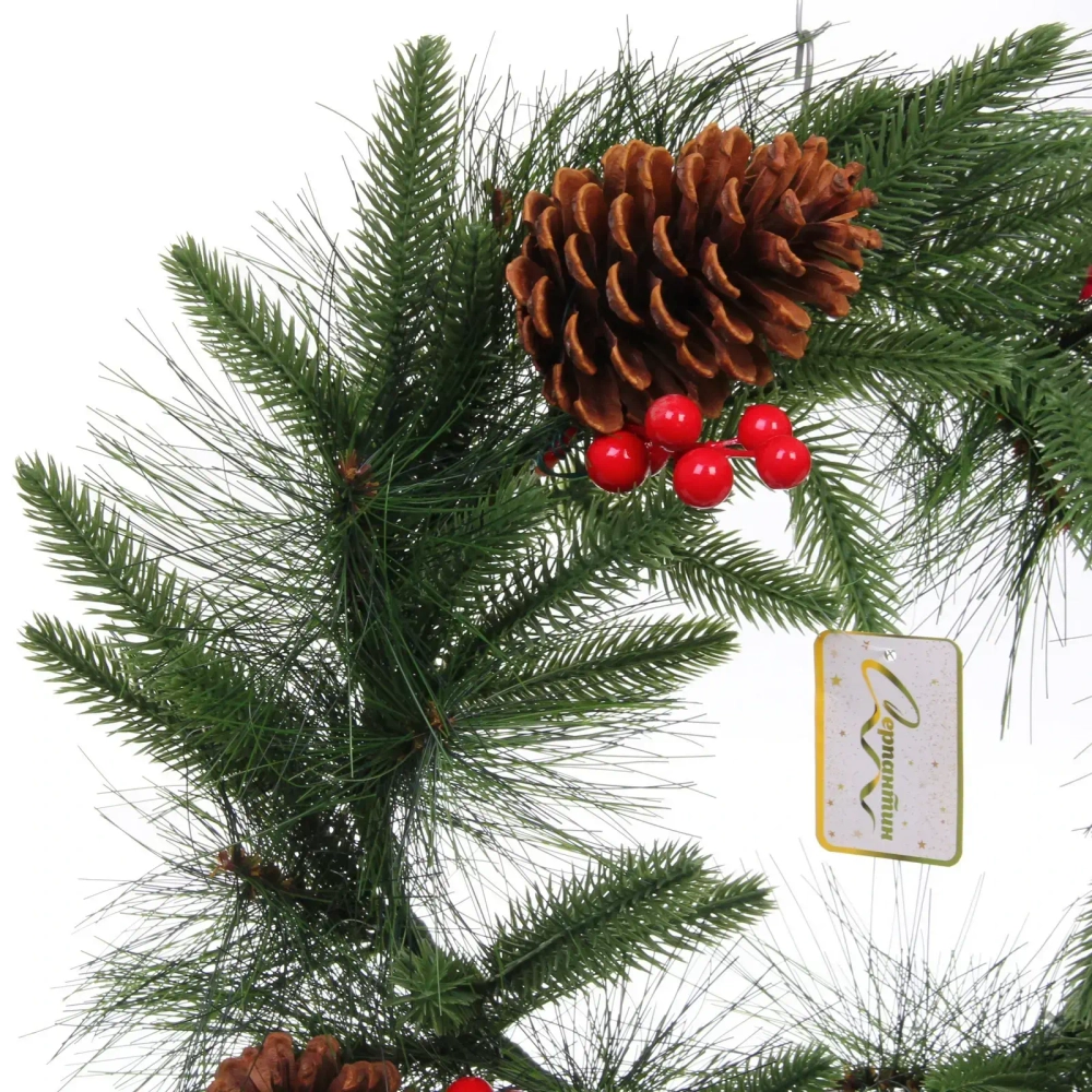 Венок хвойный «Волшебный зимний сад» d-40 см, леска, литой ПВХ, шишки, ягоды