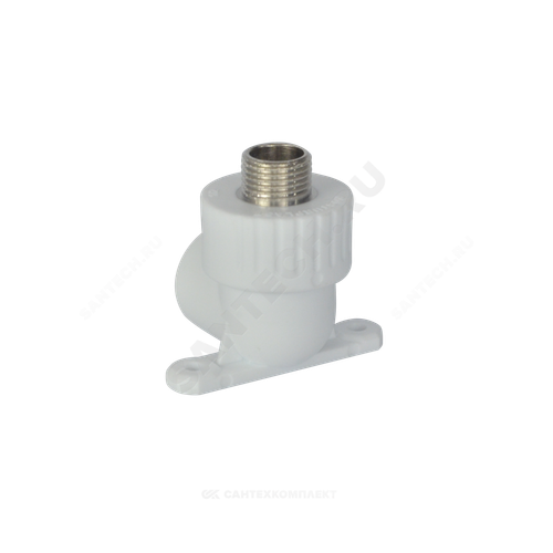 Угольник PP-R комбинированный белый Дн 25х1/2" НР с креплением RTP (РосТурПласт) 15109