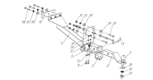 Фаркоп Бизон на УАЗ-3151 Hunter FA 0644-E (с 2003 г.в.) (паспорт и сертификат в комплекте)(без электрики)