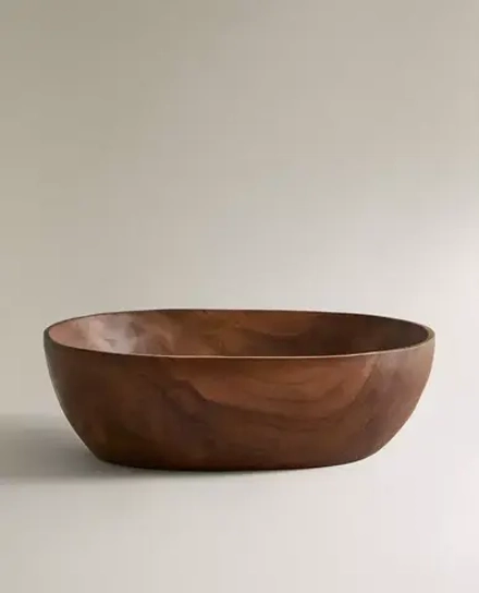 ZARA HOME ДЕКОРАТИВНАЯ ЧАША ИЗ ТИКОВОГО ДЕРЕВА, СВЕТЛО-БЕЖЕВЫЙ