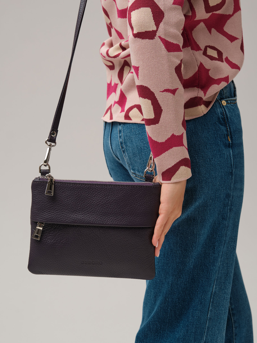 Крос-боди сумка Deboro 3017 пыльно-фиолетовый