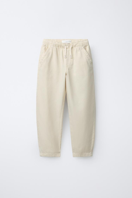 ZARA БРЮКИ СВОБОДНОГО КРОЯ С КАРМАНАМИ, ЭКРЮ