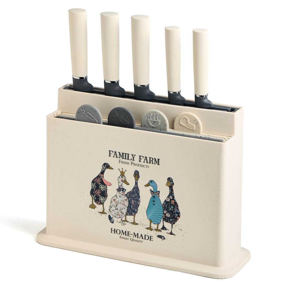 НАБОР AGNESS ИЗ 10ПР: 5 НОЖЕЙ, 4 ДОСКИ И ПОДСТАВКА, СЕРИЯ "FAMILY FARM"