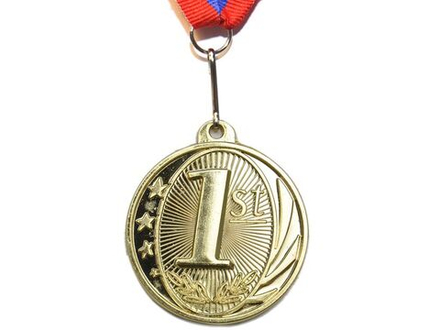 Медаль спортивная с лентой 1 место d - 5 см :1801-1